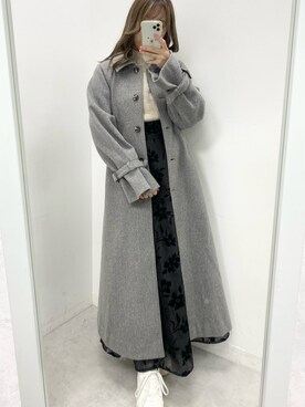 「花柄」｜「アイテム（ステンカラーコート）」を使った、Rino / 骨格ストレートさん（レディース・155cm）の秋コーディネート