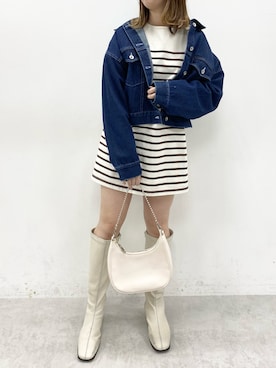 「one after another NICE CLAUP（ワンアフターアナザーナイスクラップ）のアイテム（デニムジャケット）」を使った、Rino / 骨格ストレートさん（レディース・155cm）の冬コーディネート