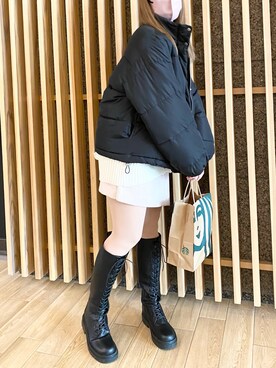 「one after another NICE CLAUP（ワンアフターアナザーナイスクラップ）の【フードの取り外し可能】マルチウェイエコダウンジャケット（ダウンジャケット/コート）」を使った、Rino / 骨格ストレートさん（レディース・155cm）の冬コーディネート