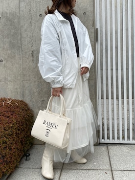 「刺繍」｜「アイテム（マウンテンパーカー）」を使った、Rino / 骨格ストレートさん（レディース・155cm）の冬コーディネート