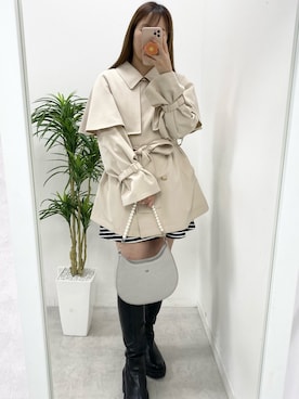 「ケープコート」｜「アイテム（トレンチコート）」を使った、Rino / 骨格ストレートさん（レディース・155cm）の冬コーディネート
