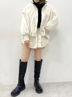 「チュニック」｜「アイテム（ブルゾン）」を使った、Rino / 骨格ストレートさん（レディース・155cm）の冬コーディネート
