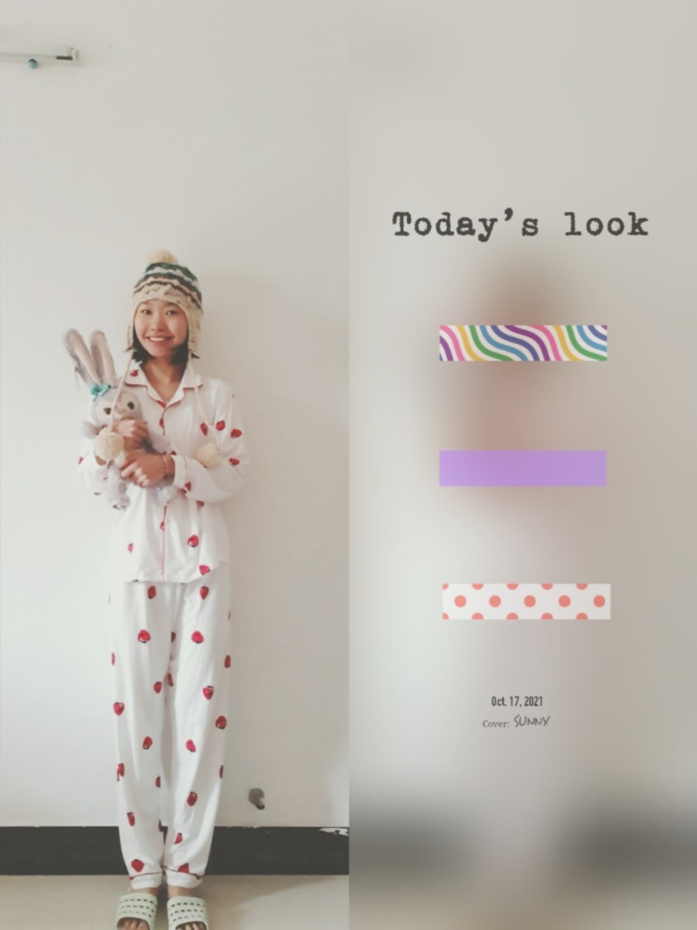 「休日スタイル、ootd、可愛い、disney」｜「Disneyのアイテム（おもちゃ、パープル系）」を使った、Sonn Sigennさん（レディース・164cm）の秋コーディネートの1枚目の写真