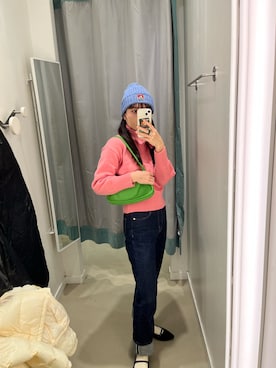「BEN DAVIS（ベンデイビス）のアイテム（ニットキャップ/ビーニー）」を使った、kazunaさん（レディース・162cm）の冬コーディネート