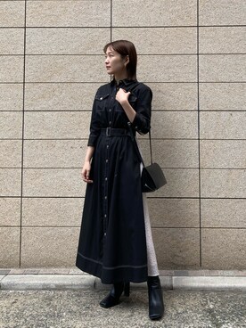 「今日のコスメと服」｜「アイテム（シャツワンピース）」を使った、chiaさん（レディース・152cm）の春コーディネート
