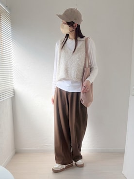 「アイテム（トートバッグ）」を使った、ももたさん（レディース・169cm）の秋コーディネート