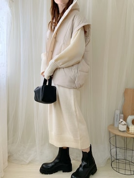 「ANGIE（アンジー）のアイテム（ダウンジャケット/コート）」を使った、ももたさん（レディース・170cm）の冬コーディネート