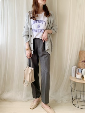 「FORK&SPOON」｜「アイテム（スラックス）」を使った、ももたさん（レディース・170cm）の秋コーディネート