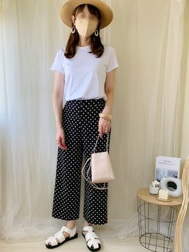 「ドットパンツ」｜ももたさん（レディース・170cm）の夏コーディネート