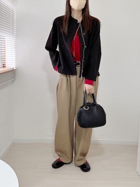 「アイテム（ボストンバッグ）」を使った、ももたさん（レディース・169cm）の秋コーディネート