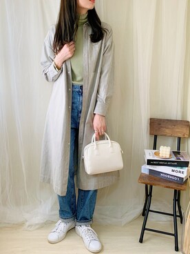 「adidas（アディダス）のadidas アディダス STAN SMITH スタンスミス M20325 R.WHITE/R.WHITE/NEW.NAVY(ホワイト×ネイビー）（スニーカー）」を使った、ももたさん（レディース・170cm）の冬コーディネート