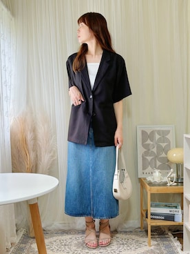 「tiptop（ティップトップ）のアイテム（テーラードジャケット）」を使った、ももたさん（レディース・169cm）の夏コーディネート