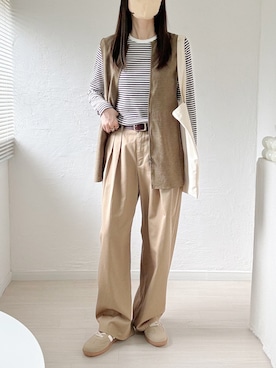 「アイテム（チノパンツ）」を使った、ももたさん（レディース・169cm）の秋コーディネート
