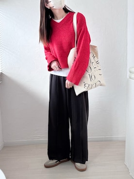「アイテム（スウェットパンツ）」を使った、ももたさん（レディース・169cm）の冬コーディネート