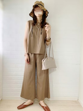 「NEUNA（ヌナ）のアイテム（ハット）」を使った、ももたさん（レディース・170cm）の夏コーディネート