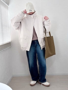 「アイテム（キャップ）」を使った、ももたさん（レディース・169cm）の冬コーディネート