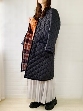 「スエット」｜「アイテム（ノーカラーコート）」を使った、ももたさん（レディース・170cm）の秋コーディネート