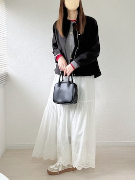 「アイテム（ノーカラージャケット）」を使った、ももたさん（レディース・169cm）の秋コーディネート