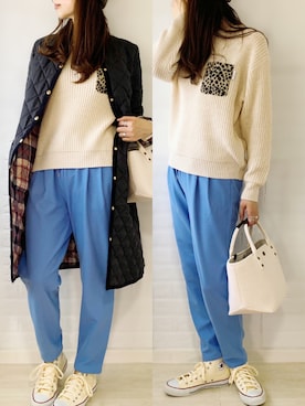 「CONVERSE（コンバース）のALL STAR HI（スニーカー）」を使った、ももたさん（レディース・170cm）の秋コーディネート