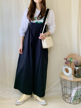 「URBAN RESEARCH Sonny Label（アーバンリサーチサニーレーベル）のアイテム（オールインワン・サロペット）」を使った、ももたさん（レディース・170cm）の春コーディネート