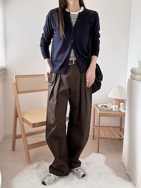 「NEW BALANCE（ニューバランス）のMR530KA　530（スニーカー、シルバー系）」を使った、ももたさん（レディース・169cm）の春コーディネート