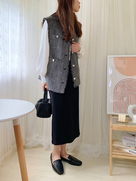 「Honeys（ハニーズ）のアイテム（ベスト）」を使った、ももたさん（レディース・169cm）の秋コーディネート