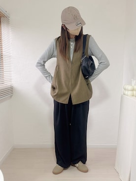 「LOWRYS FARM（ローリーズファーム）のアイテム（ベスト）」を使った、ももたさん（レディース・169cm）の秋コーディネート