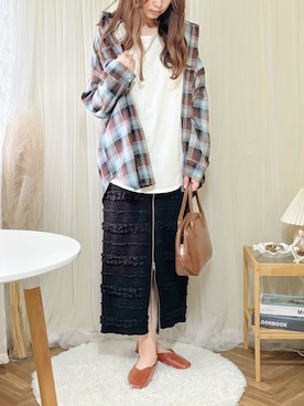 「アイテム（ボストンバッグ）」を使った、ももたさん（レディース・169cm）の夏コーディネート