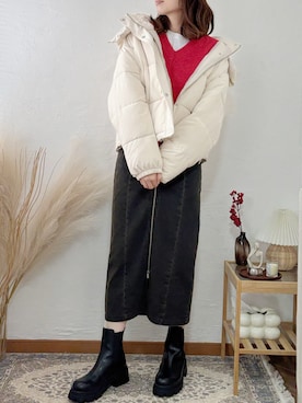 「tiptop（ティップトップ）のアイテム（ダウンジャケット/コート）」を使った、ももたさん（レディース・169cm）の冬コーディネート