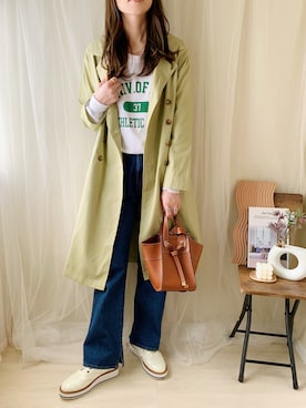 「レースアップシューズ」｜「アイテム（トレンチコート）」を使った、ももたさん（レディース・170cm）の冬コーディネート