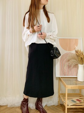 「Ambre Neige（アンブルネージュ）のアイテム（シャツ/ブラウス）」を使った、ももたさん（レディース・169cm）の秋コーディネート