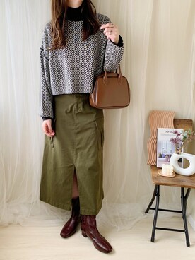 「Chiaro（キアロ）のアイテム」を使った、ももたさん（レディース・170cm）の冬コーディネート