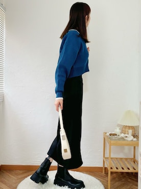 「アイテム（バッグ、ホワイト系）」を使った、ももたさん（レディース・169cm）の秋コーディネート