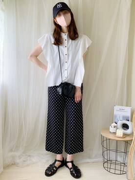 「ドットパンツ」｜ももたさん（レディース・170cm）の夏コーディネート