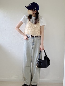 「アイテム（帽子）」を使った、ももたさん（レディース・169cm）の夏コーディネート