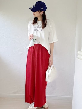 「アイテム（帽子）」を使った、ももたさん（レディース・169cm）の夏コーディネート