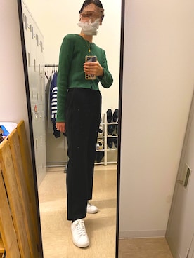 「GU（ジーユー）のアイテム（パンツ、ブラック系）」を使った、みさきさん（レディース・167cm）の秋コーディネート