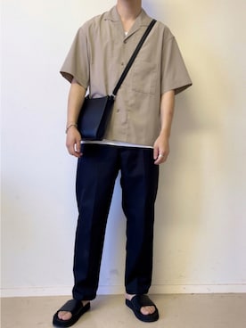 「フェイクレザー」｜「アイテム（セットアップ）」を使った、タイスケさん（メンズ・178cm）の夏コーディネート