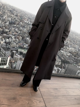 「LIDNM（リドム）のアイテム（トレンチコート）」を使った、meさん（メンズ・168cm）の冬コーディネート