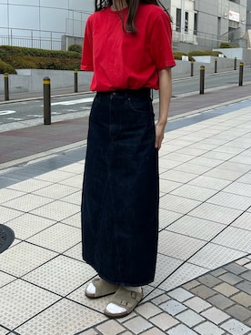 「アイテム（デニムスカート）」を使った、✌🏼( ◠‿◠ ｜🐬さん（レディース・155cm）の夏コーディネート