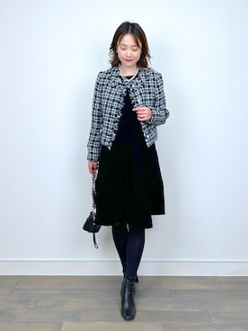 「ベロア」｜「アイテム（ワンピース/ドレス）」を使った、PICCIN PRESSさん（レディース・164cm）の冬コーディネート