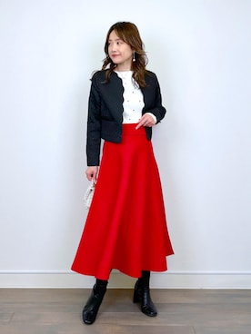 「ノーカラージャケット」｜「アイテム（ノーカラージャケット）」を使った、PICCIN PRESSさん（レディース・164cm）の冬コーディネート