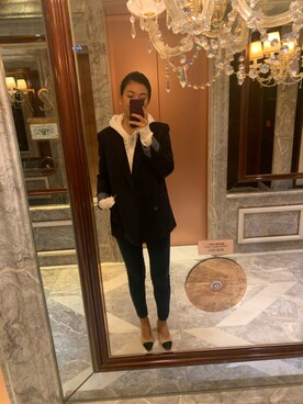 「CHANEL（シャネル）のアイテム（シューズ、ベージュ系）」を使った、Sharon Zhangさん（レディース）の秋コーディネート