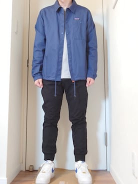 「アイテム（カバーオール）」を使った、ろびーさん（メンズ・165cm）の秋コーディネート