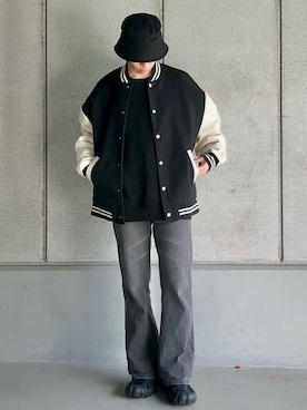 「Confirm（コンファーム）のアイテム（スタジャン）」を使った、ごまめさん（メンズ・173cm）の冬コーディネート