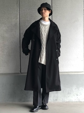 「Confirm（コンファーム）のアイテム（トレンチコート）」を使った、ごまめさん（メンズ・173cm）の冬コーディネート