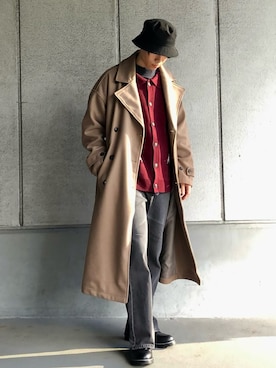 「Confirm（コンファーム）のアイテム（トレンチコート）」を使った、ごまめさん（メンズ・173cm）の冬コーディネート