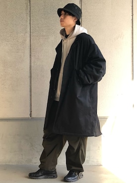 「Confirm（コンファーム）のアイテム（モッズコート）」を使った、ごまめさん（メンズ・173cm）の冬コーディネート