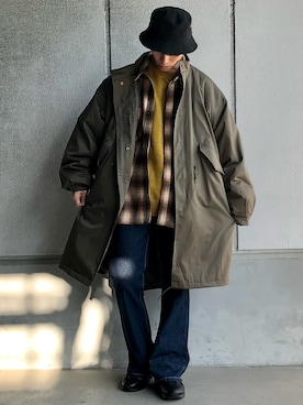「Confirm（コンファーム）のアイテム（モッズコート）」を使った、ごまめさん（メンズ・173cm）の秋コーディネート