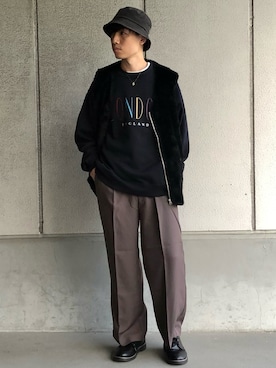 「Confirm（コンファーム）のアイテム（帽子）」を使った、ごまめさん（メンズ・173cm）の秋コーディネート